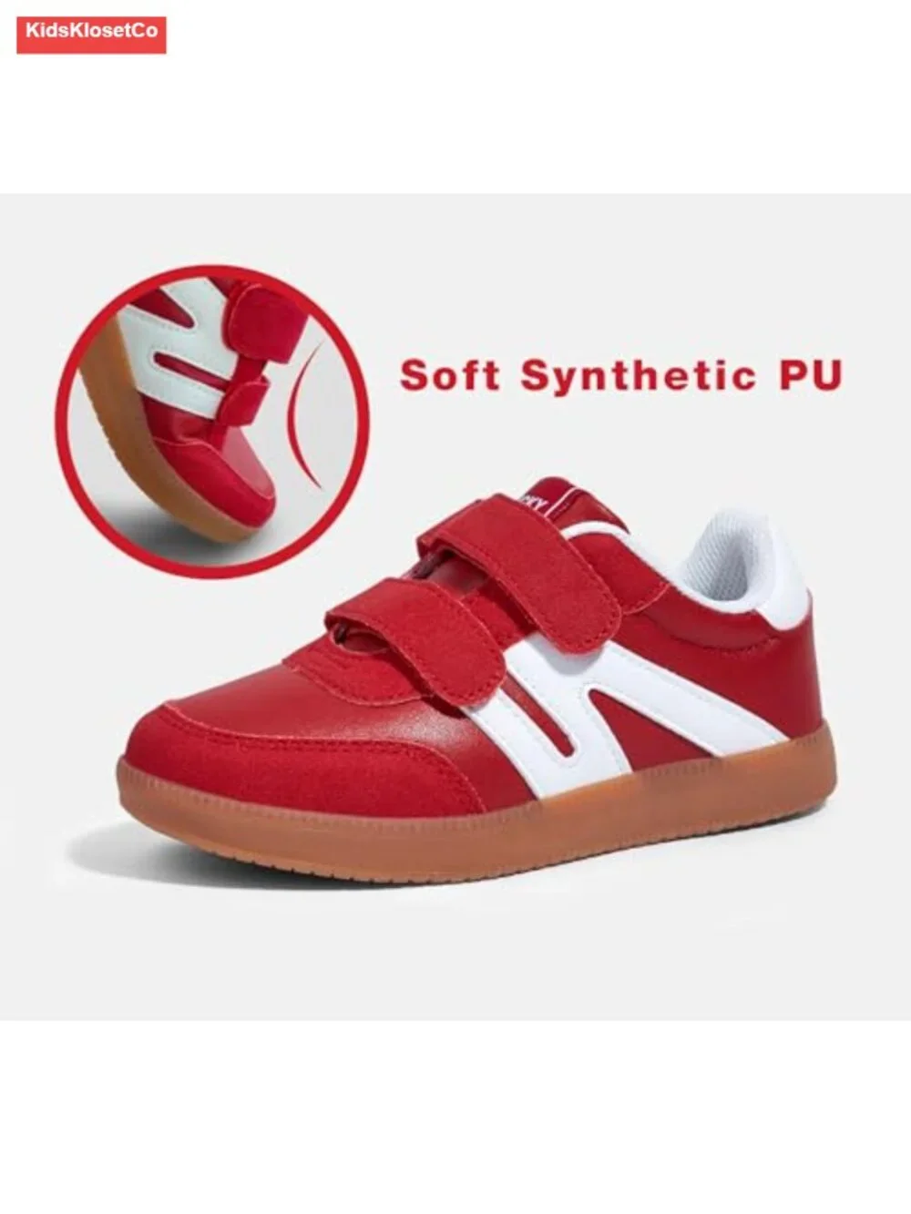 Kids Classic Retro Gum Sole Fashion Sneakers with Hook and Loop Closure